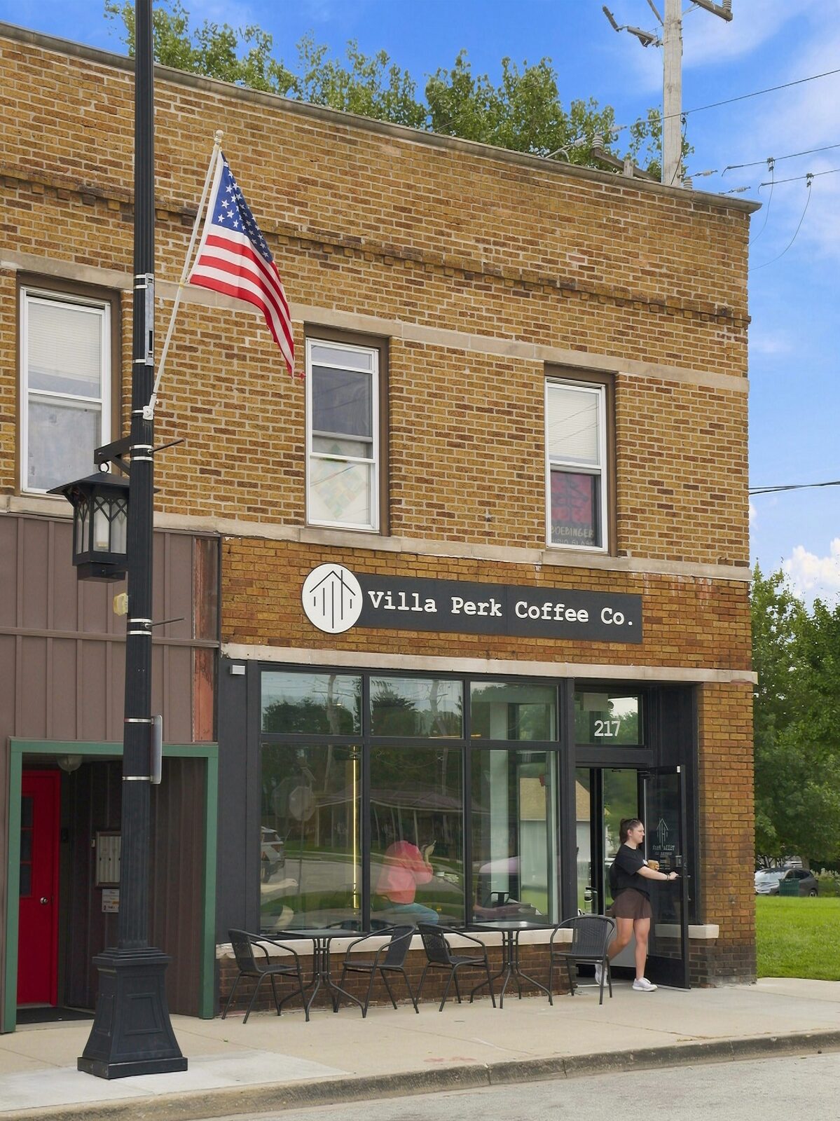 Villa Perk Coffee Co. storefront in downtown Villa Park